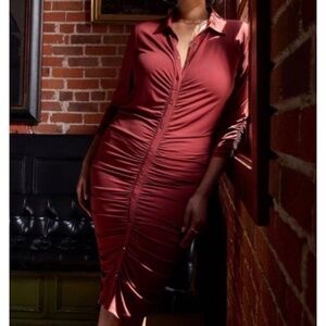 🆕 At The Knee Studio Knit Shirred Shirtdress 00 M 10 NWT Torrid New!